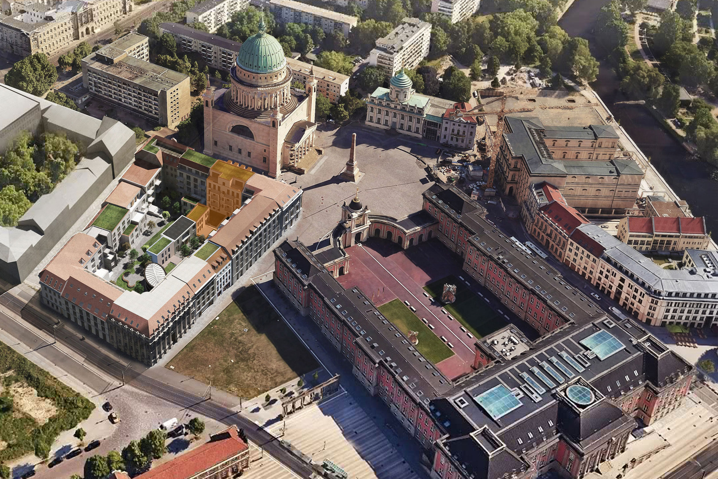 Die Lage der Eigentumswohnungen in direkter Nähe zum Stadtschloss, der Nikoleikirche, Potsdamer Rathaus und dem Museum Barberini.