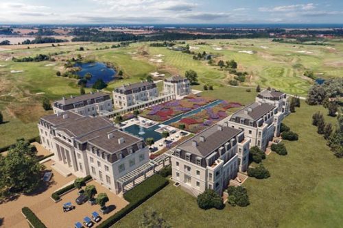 Die Clubanlage und der innere Garten orientieren sich u-förmig zur Ostsee hin.