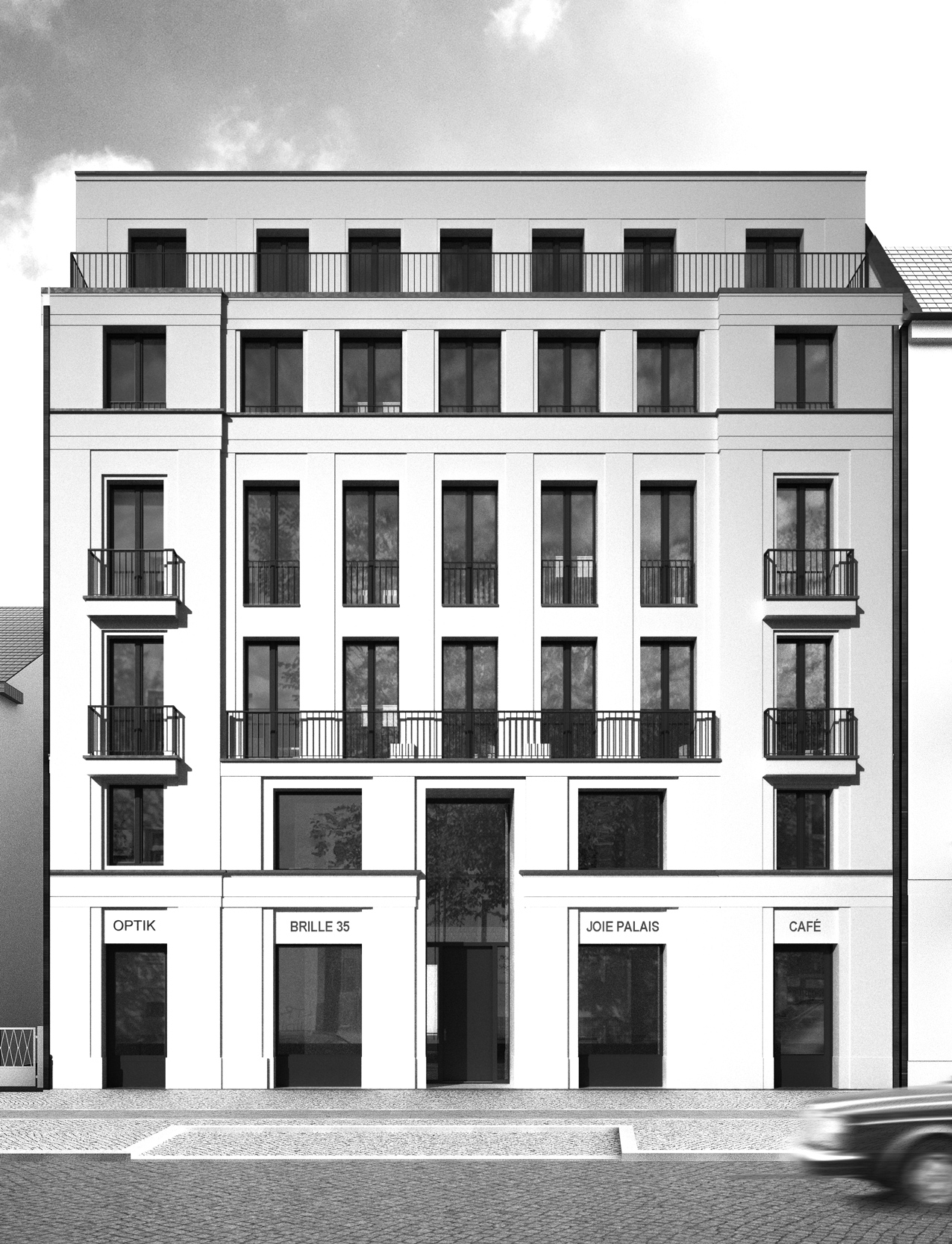 Der Neubau greift gestalterisch typische Merkmale des traditionellen Berliner Mietshauses auf.